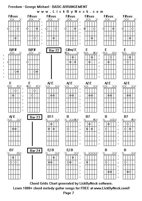 Chord Grids Chart of chord melody fingerstyle guitar song-Freedom - George Michael - BASIC ARRANGEMENT,generated by LickByNeck software.